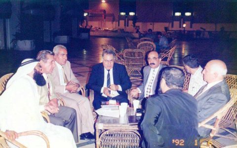 Business meeting with Egyptian businessmen in Cairo, 1996