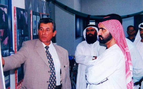 Presentation of our company's accomplishments To His Highness Crown Prince of Dubai and a Minister of Defence, U.A.E, Sheikh Mohammad Bin Rashid Al Mactoom, while visiting office Of "Magnetic Technologies", 1998
